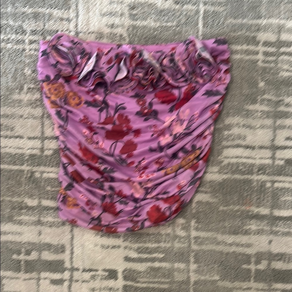 Floral Ruffle Strapless Top - Picture 5 of 5